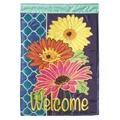 Recinto 13 x 18 in. Double Applique Gerber Daisies-Welcome Garden Flag RE3460671